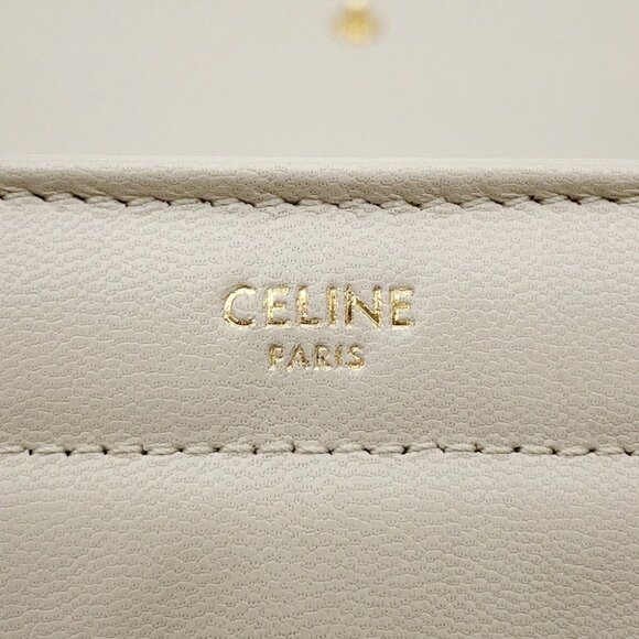 CELINE Matelasse Mono Chrome Chainshoulder Bag Leather Greige 111273 - Picture 12 of 15